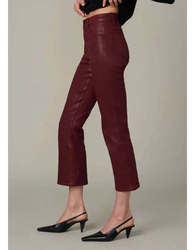 Cropped Bootcut Coated Pants