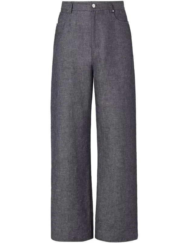 Relaxed Linen, Cotton And Silk Jeans