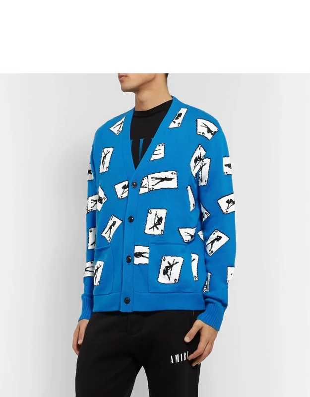 Cards Intarsia Cardigan Sweater