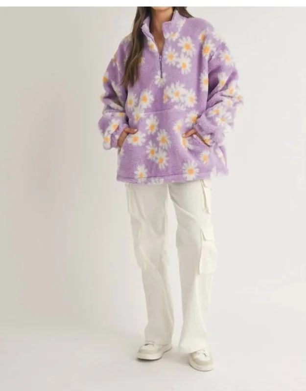 Daisy Fleece Sherpa Half Zip Top