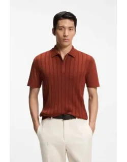 Cotton-silk Polo Shirt With Zip Neck