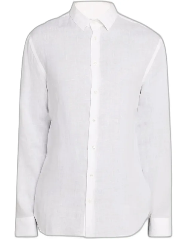 Solid Linen Button-down Shirt
