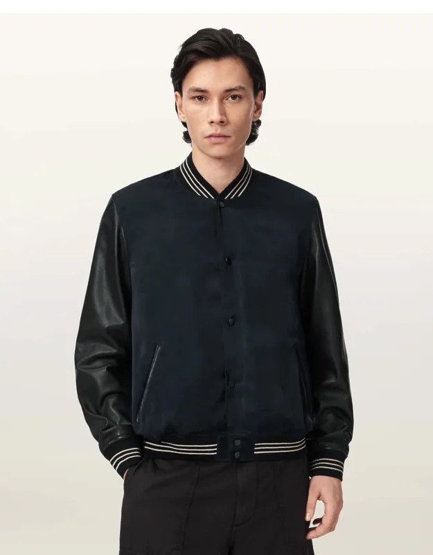 Taishi Leather Varsity Bomber Jacket