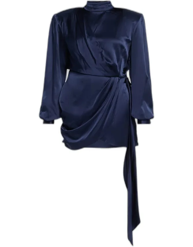Draped Open-back Charmeuse Mini Dress