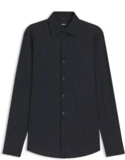 Printed Slim-fit Shirt In Performance-stretch Jersey