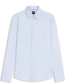 Boss Printed Slim-fit Shirt In Performance-stretch Jersey - Flexible Comfort, Modern Print