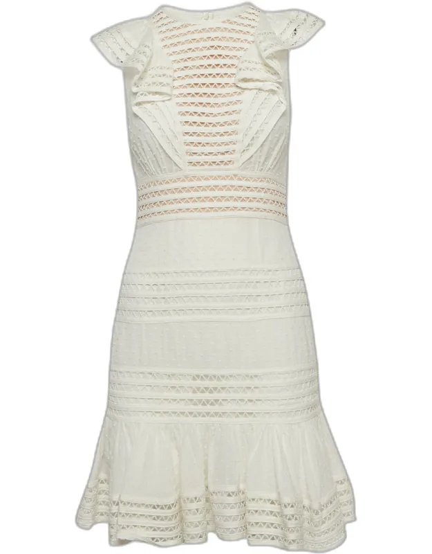 Cotton & Lace Ruffled Mini Dress