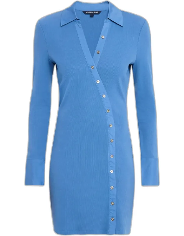 Asymmetric Button Mini Dress