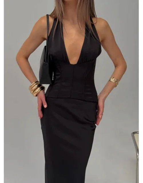 In A Trance Halter Corset Maxi Dress