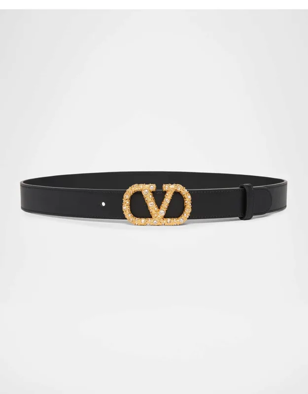 Vlogo Signature Crystal-embellished Leather Belt