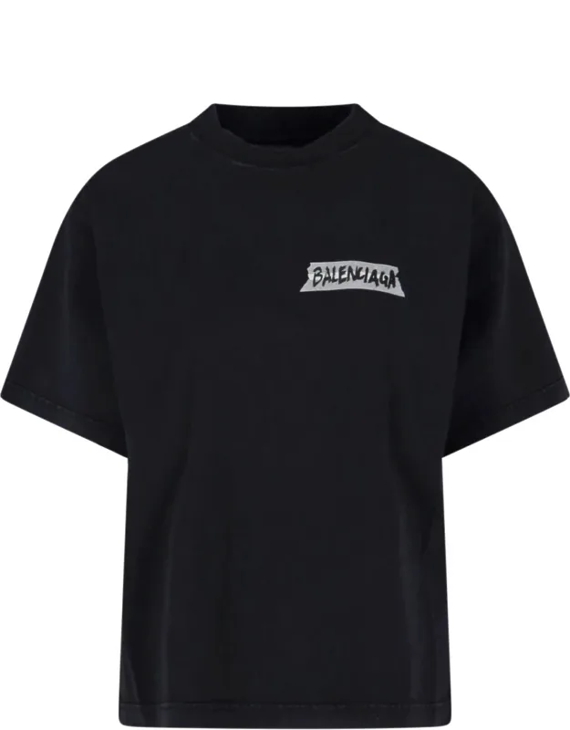 't-shirt With Contrast Logo And Contrasting Maxi Logo'