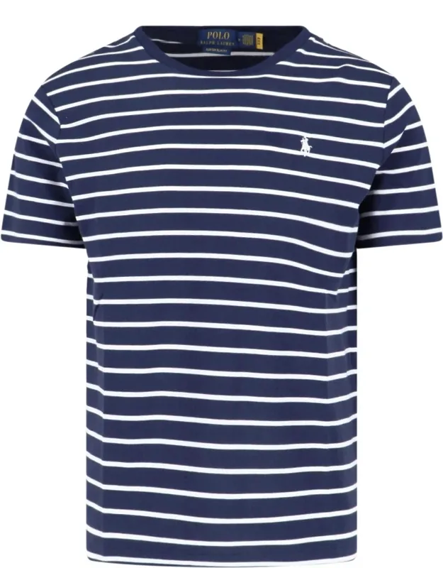 Striped T-shirt With Logo Embroidery