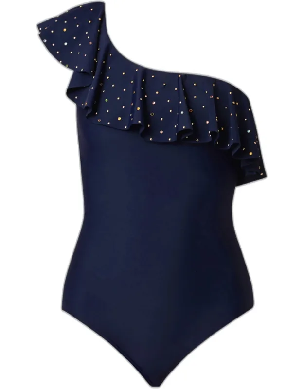 Embellished One-shoulder Swimsuit