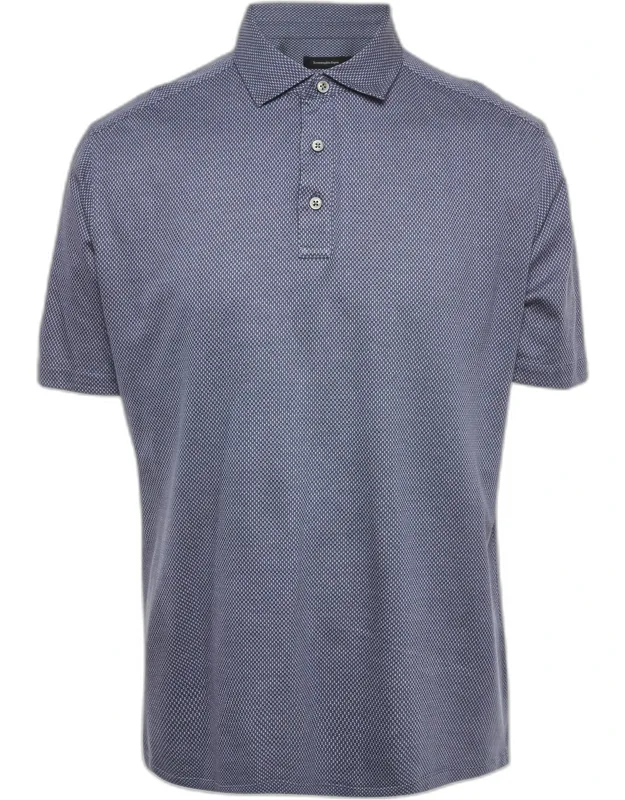 Patterned Cotton Knit Polo T-shirt