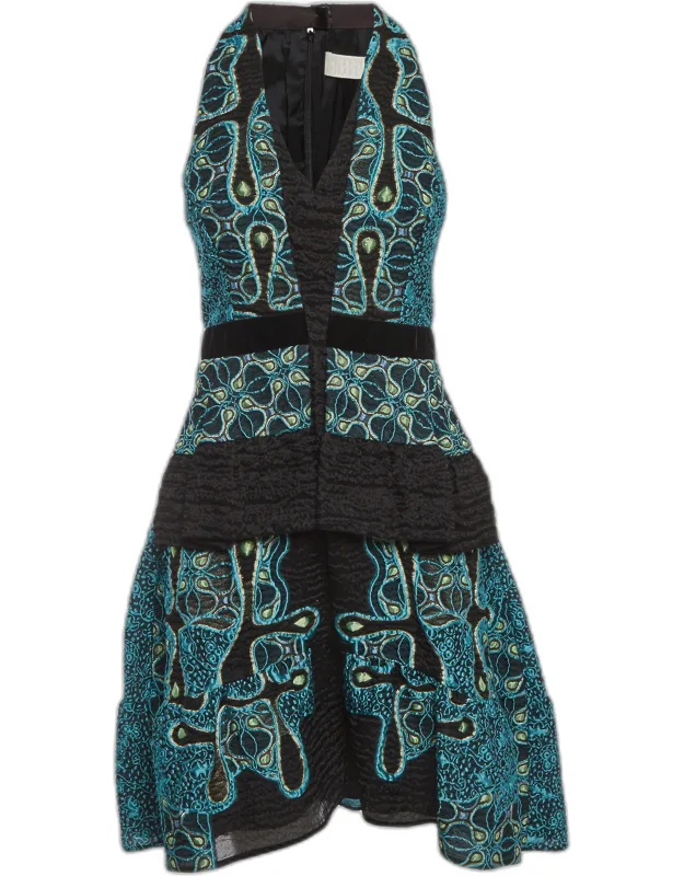 Jacquard Tiered Mini Dress