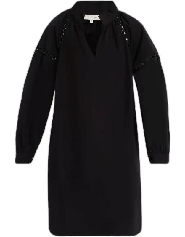 Soutache-inset Cotton Poplin Dress