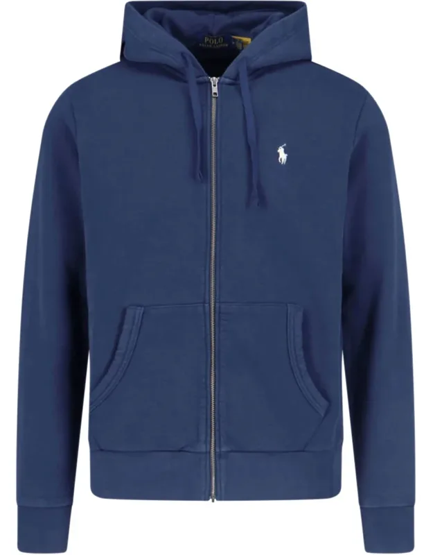 Zip Hoodie With Drawstring Hood And Two Front Pockets
