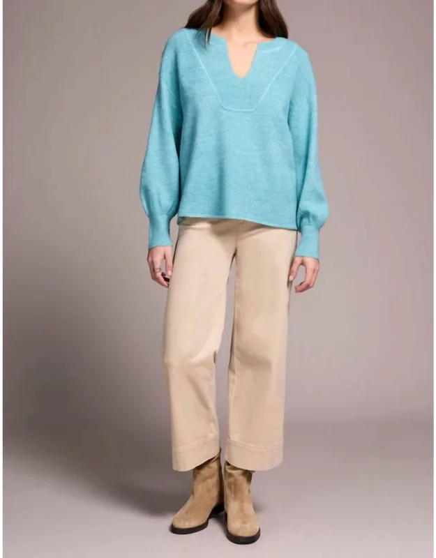Mandarin Collar Long Puff Sleeve Sweater