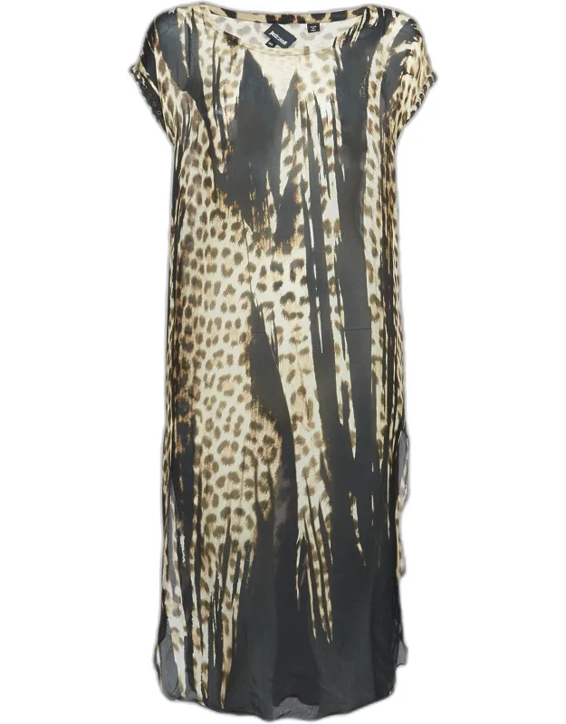 Leopard Print Silk Sheer Midi Dress