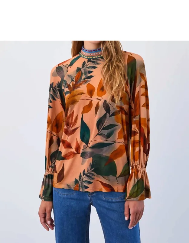 Mock Neck Trimmed Top