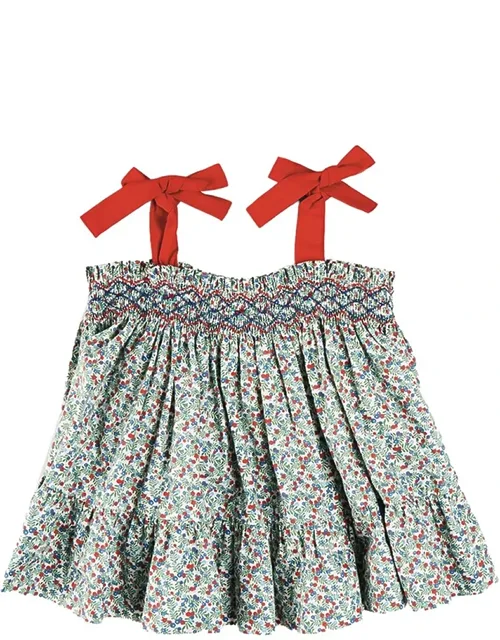 Evelyn Floral Smock Detail Tie Strap Top