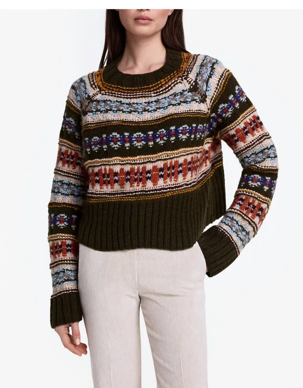 Handknit Cropped Crewneck Sweater