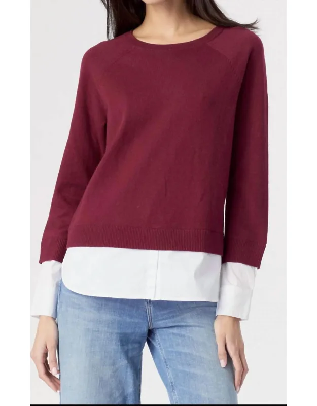 Crew Neck Two-fer Sweater
