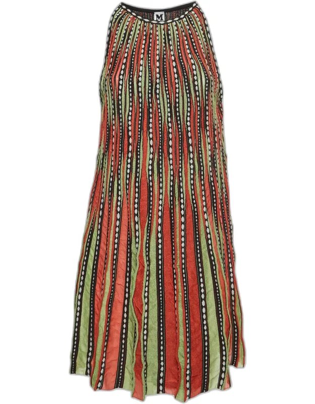 Multicolor Alga And Bubble Pattern Knit A-line Mini Dress