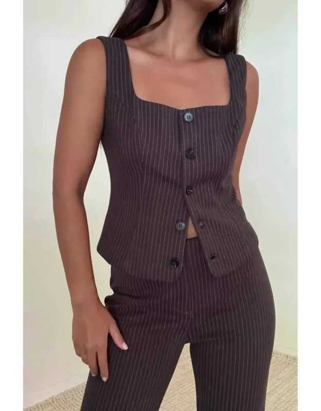 The Kaye Pinstripe Vest Top