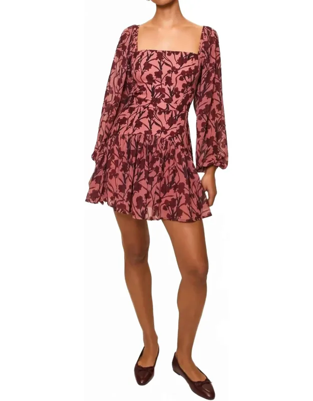 Dahlia Long Sleeve Square-neck Mini Dress