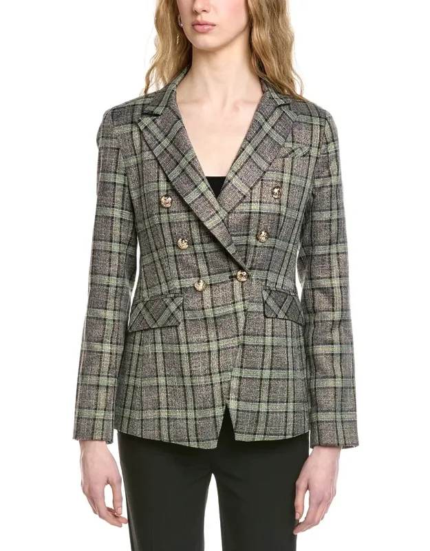 Double-breasted Plaid Blazer