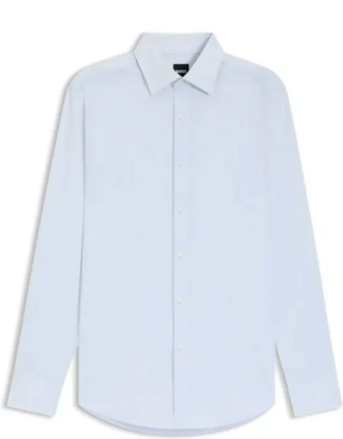 Striped Slim-fit Shirt In Performance-stretch Fabric With Kent Collar And Rounded Cuffs