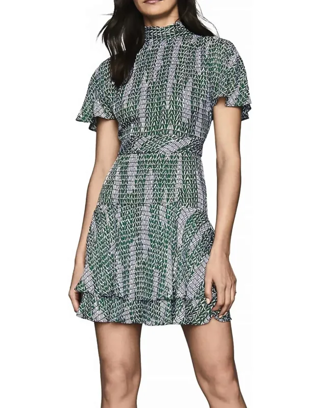 Printed Slit Sleeve Dress