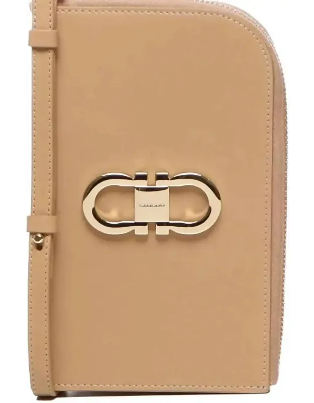Gancini Plaque Zip Around Wallet Phone Case