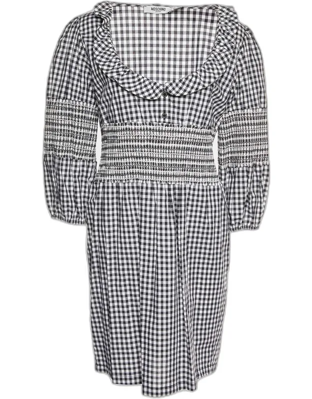 Monochrome Gingham Check Cotton Dress