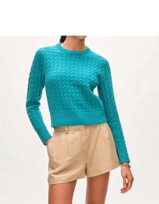 Cashmere Cable Shrunken Crewneck Sweater