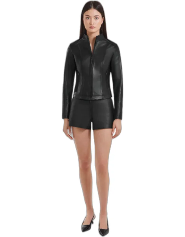 Mariah Fitted Leather Biker Jacket