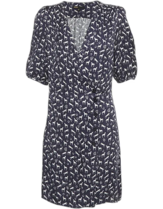 Horse Print Jacquard Mini Wrap Dress