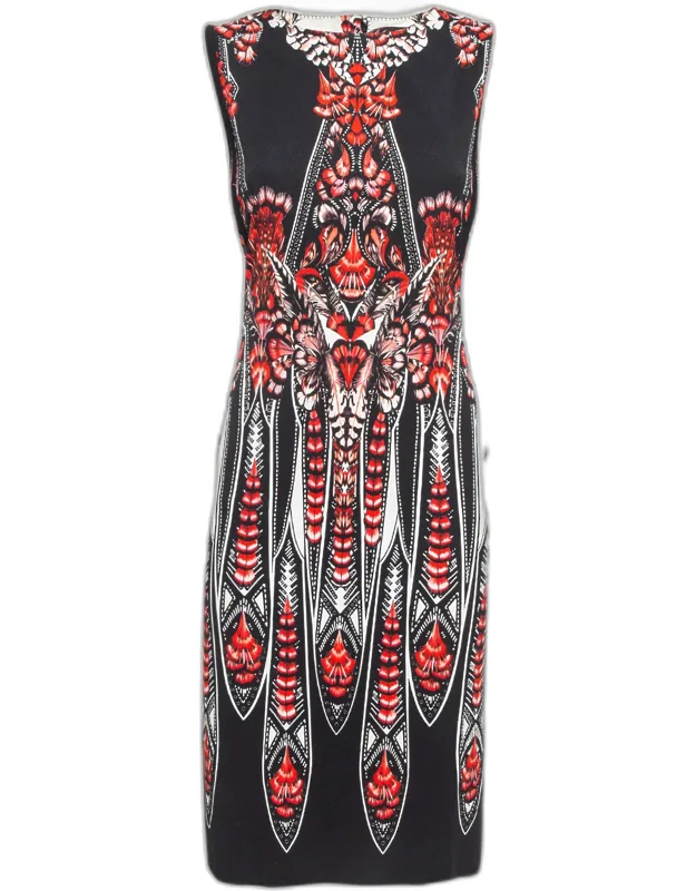 Printed Stretch Crepe Short Dress
