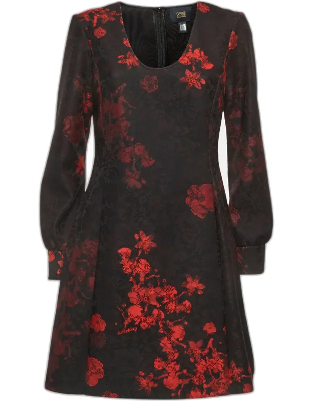 Printed Lace Scoop Neck Mini Dress