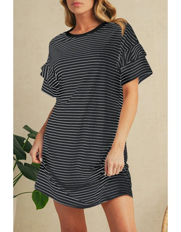 Stripe Ruffle Mini Dress