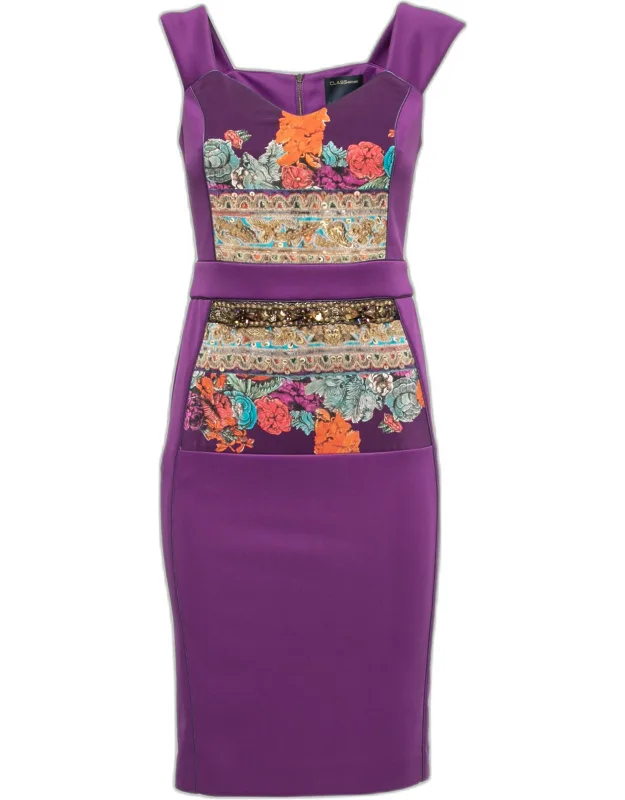 Floral Applique Beaded Bodycon Dress