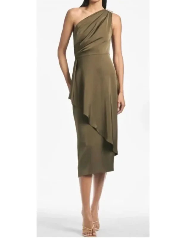 Evangeline One Shoulder Midi Dress
