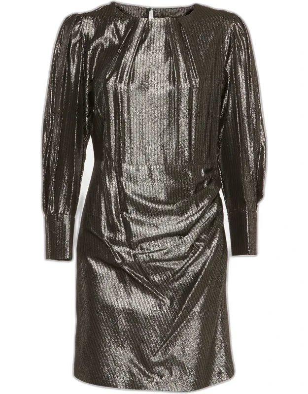 Metallic Lamé Striped Short Dress