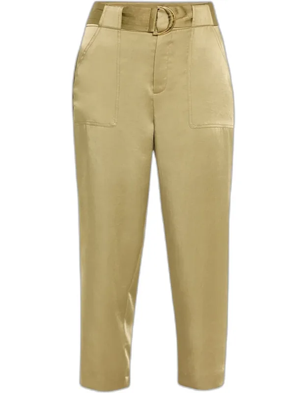 Belted Cropped Satin Pants