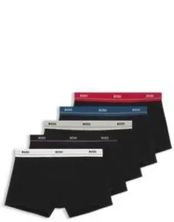 Five-pack Of Stretch-cotton Trunks With Logo Waistbands - Patterned Underwear