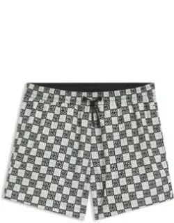 Quick-dry Swim Shorts With Stacked-logo Check Print