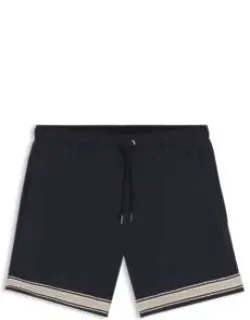 Drawstring Swim Shorts In Stretch Fabric With Tape Trim