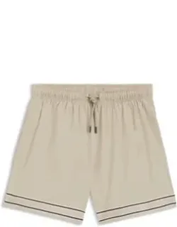 Drawstring Swim Shorts In Stretch Fabric With Tape Trim