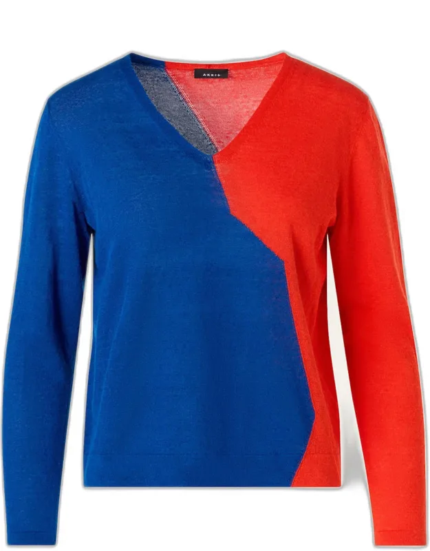 Linen-wool Knit V-neck Sweater